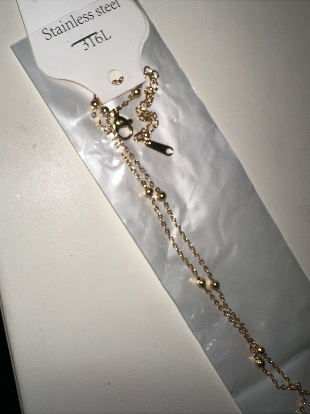 Delicate Gold Beaded Toggle Necklace - Picture 2 of 3